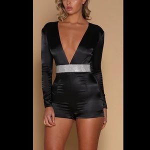 Satin Jumpsuit with Diamanté Accent